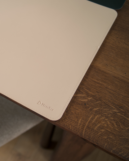 PU Leather & cork desk mat - warm white