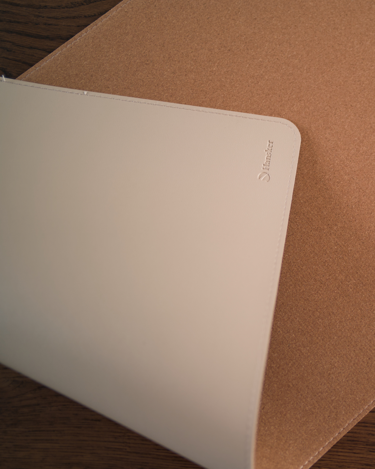 PU Leather & cork desk mat - warm white