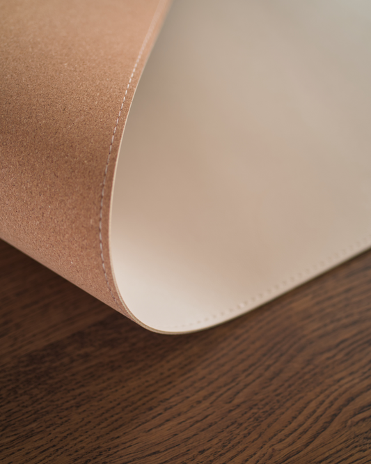 PU Leather & cork desk mat - warm white