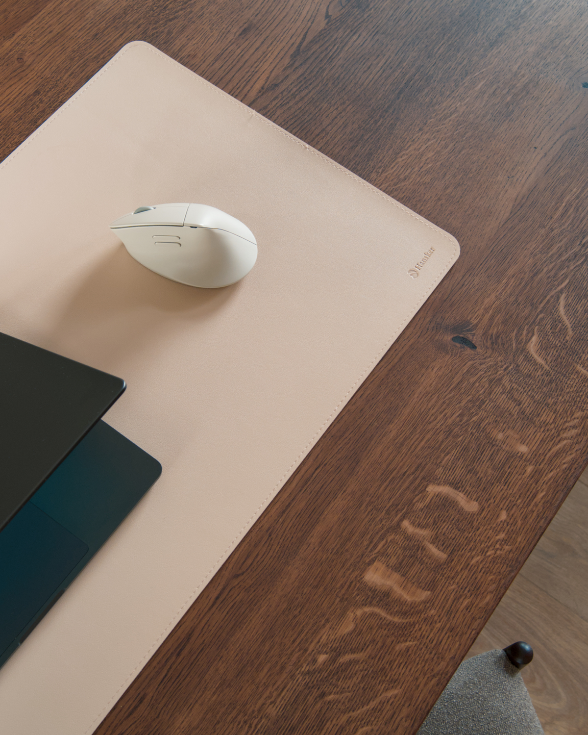 PU Leather & cork desk mat - warm white