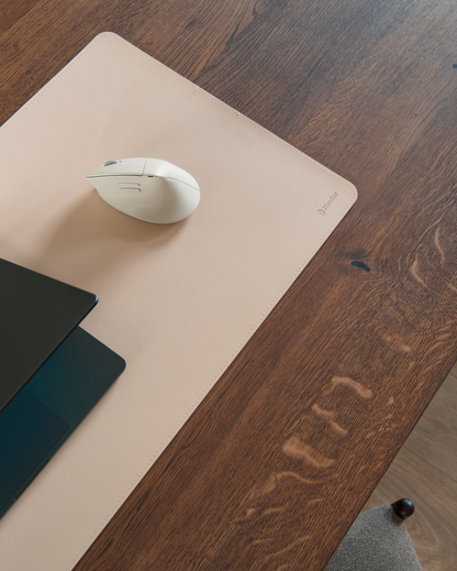 PU Leather & cork desk mat - warm white