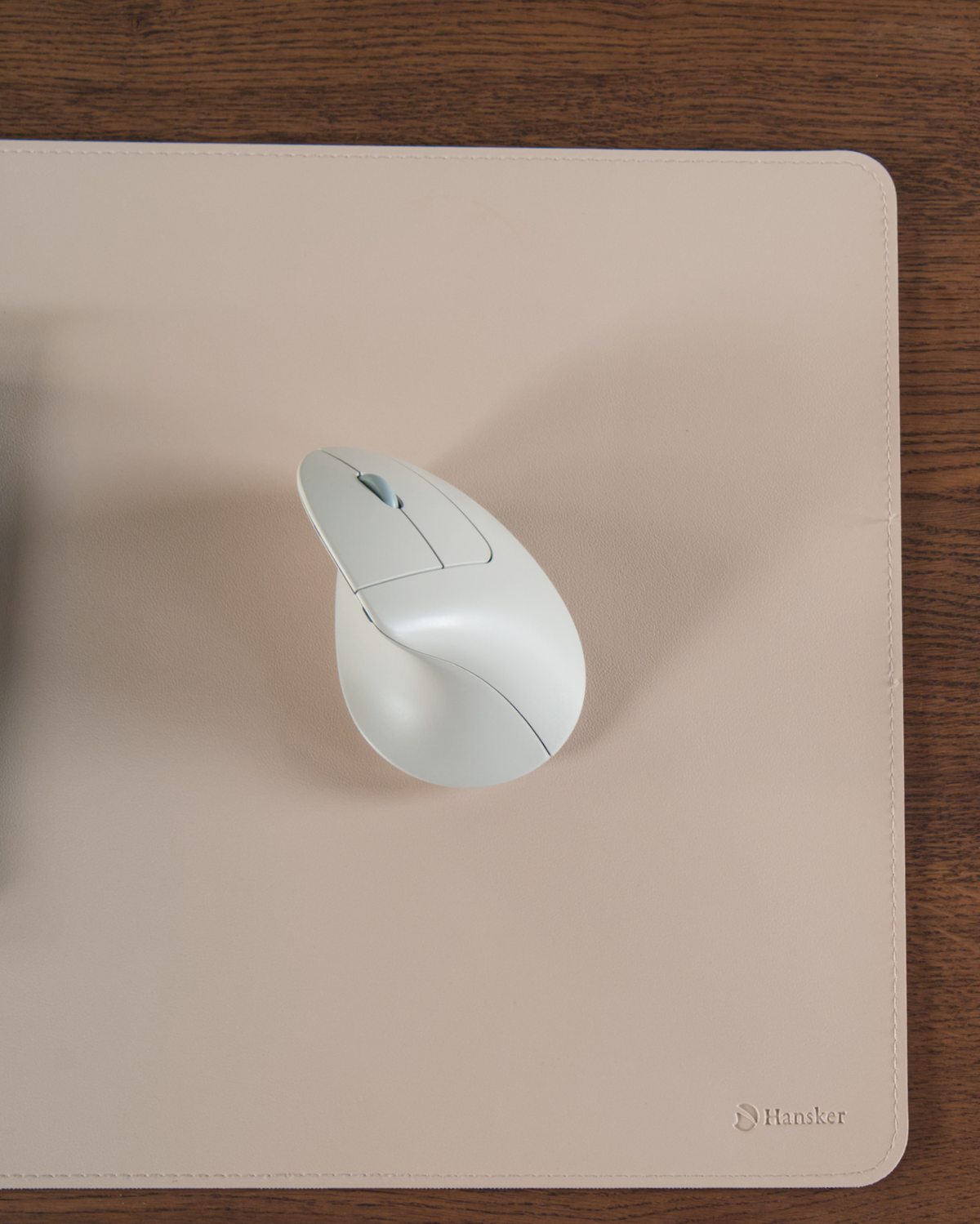 PU Leather & cork desk mat - warm white